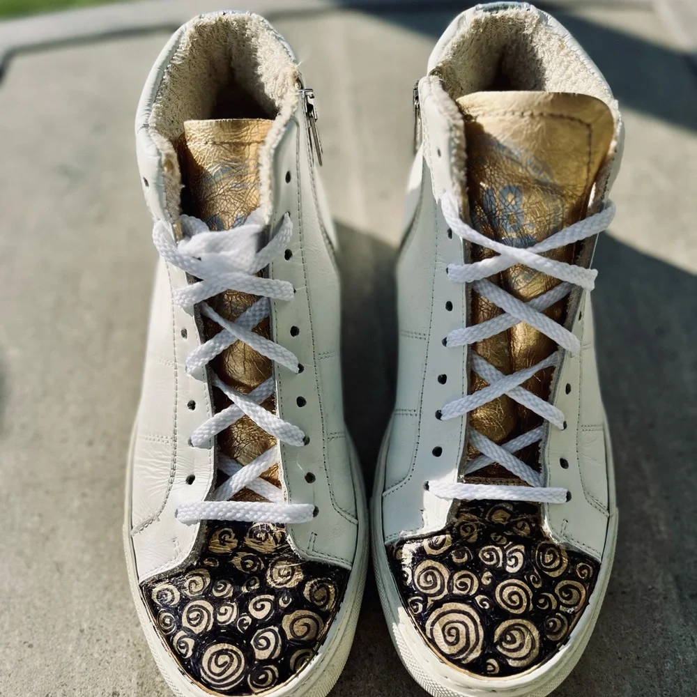 P448 gold/white/black high top sneaker
